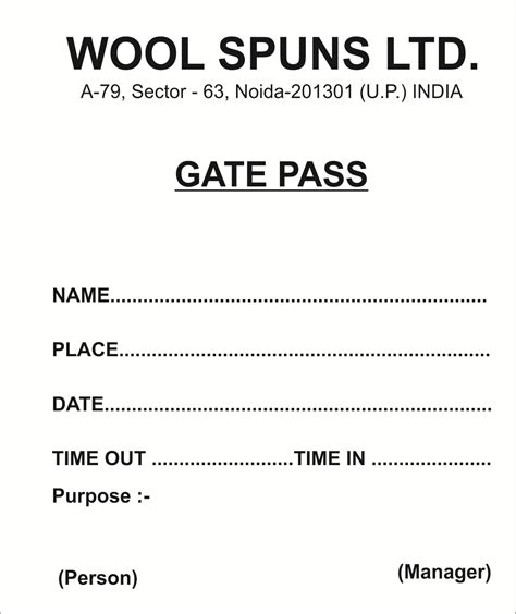 gate pass format for employees